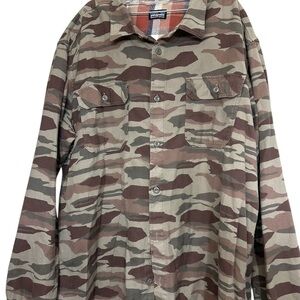 Men's Patagonia Camo Fjord Flannel Shirt Sz XXL Organic Cotton Duck Camouflage